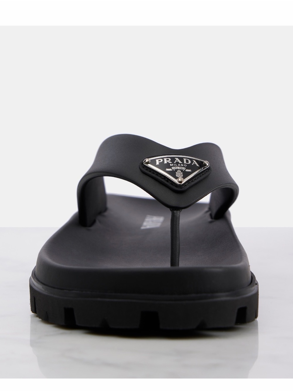 Prada Black Logo Toe-Post Sandal - Picture 1 of 2